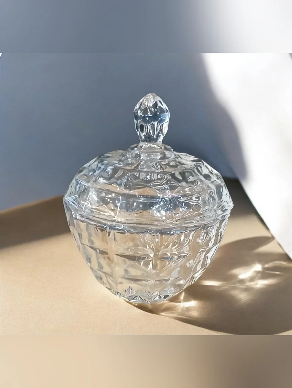 Crystal Lidded Candy Dish - Clear Cut Glass